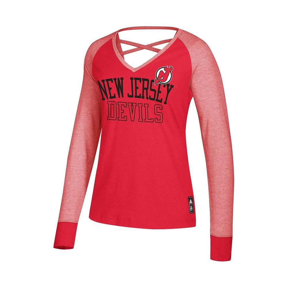商品Adidas|Women's Red New Jersey Devils Contrast Long Sleeve T-shirt,价格¥309,第4张图片详细描述