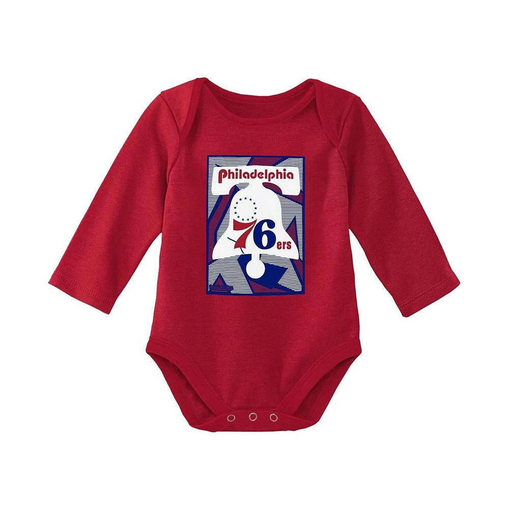 商品Mitchell & Ness|Infant Boys and Girls Royal, Red Philadelphia 76ers Hardwood Classics Bodysuits and Cuffed Knit Hat Set,价格¥301,第3张图片详细描述