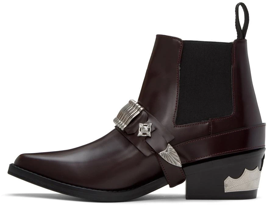 商品Toga Pulla|Burgundy Ankle Strap Chelsea Boots,价格¥1278,第3张图片详细描述