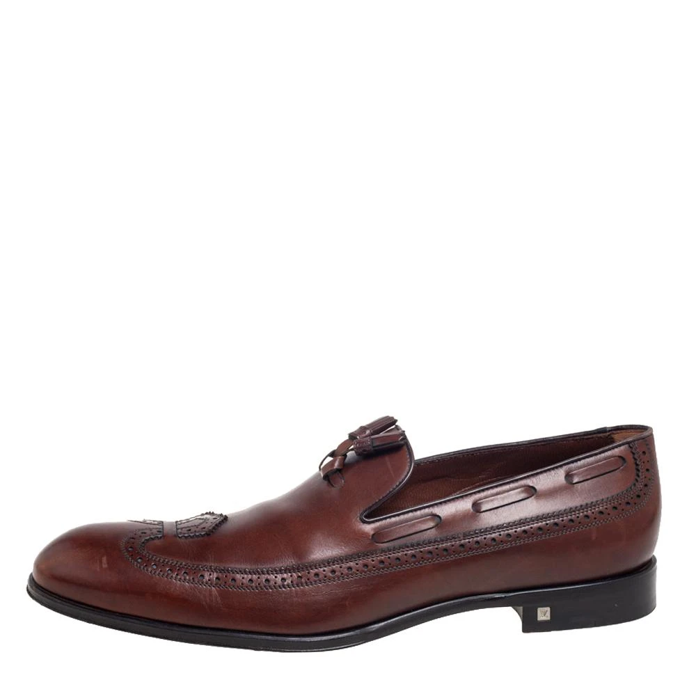 商品[二手商品] Louis Vuitton| Louis Vuitton Brown Leather Tassel  Brogue Detail Loafers Size 45,价格¥1663,第2张图片详细描述