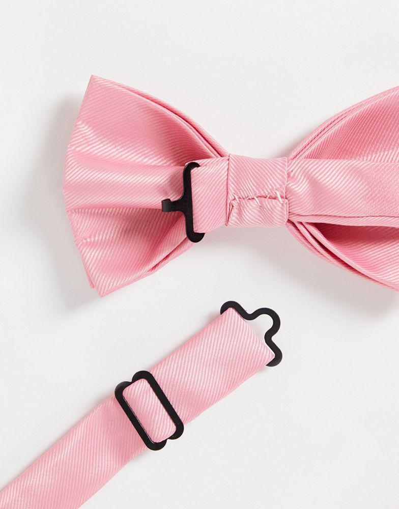 ASOS DESIGN bow tie and pocket square in pop pink商品第4张图片规格展示