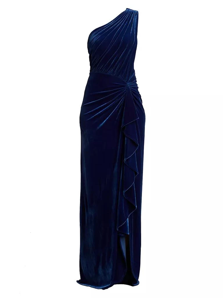 商品Tadashi Shoji|Velvet Draped One-Shoulder Gown,价格¥3277,第1张图片