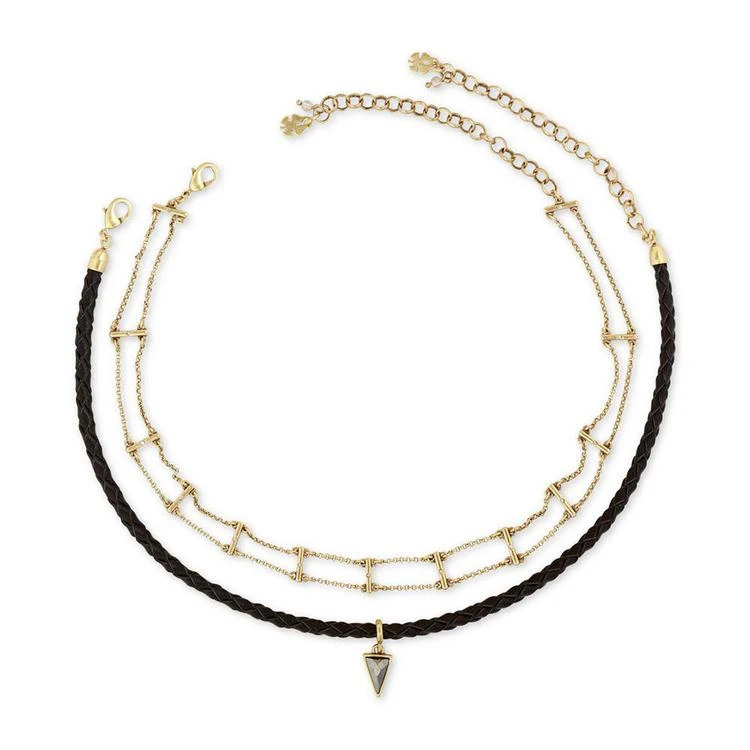 商品Lucky Brand|Gold-Tone 2-Pc. Set Black Leather Choker Necklaces, a Macy's Exclusive Style,价格¥348,第1张图片