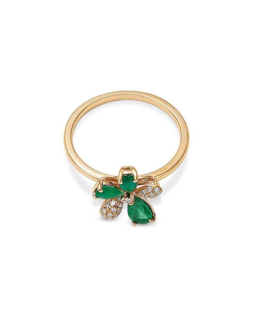 Emerald & Diamond Flower Ring in 14K Yellow Gold 商品