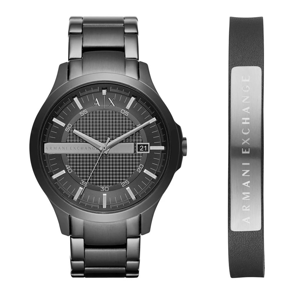 商品Armani Exchange|Men's Black Stainless Steel Bracelet Watch Gift Set 46mm,价格¥1108,第1张图片