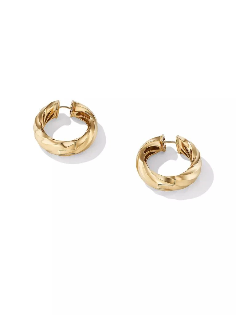 商品David Yurman|Cable Edge Hoop Earrings in 18K Yellow Gold, 28.9MM,价格¥39708,第2张图片详细描述