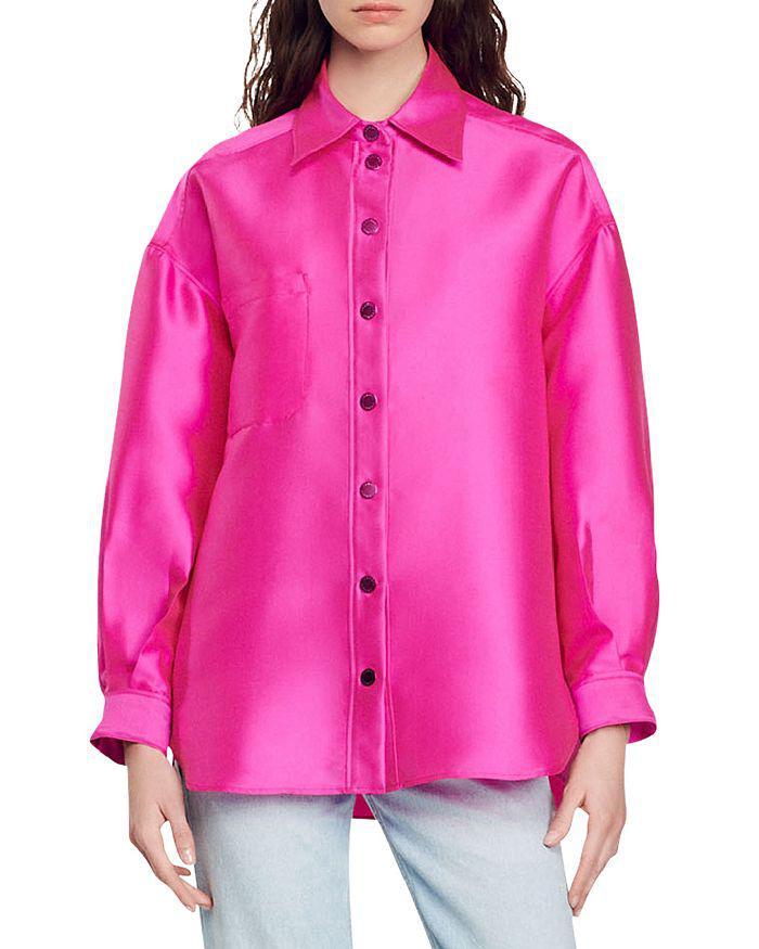 商品Sandro|Effie Satin Oversized Shirt,价格¥1961,第1张图片