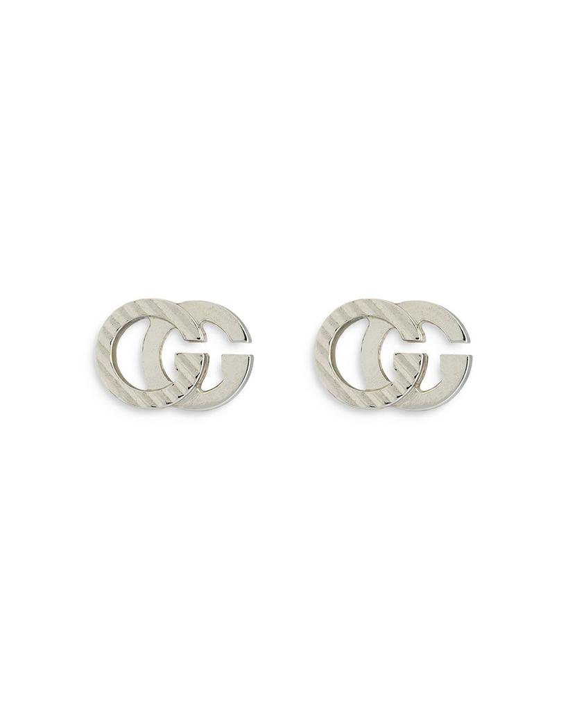 18K White Gold Double G Logo Stud Earrings商品第1张图片规格展示