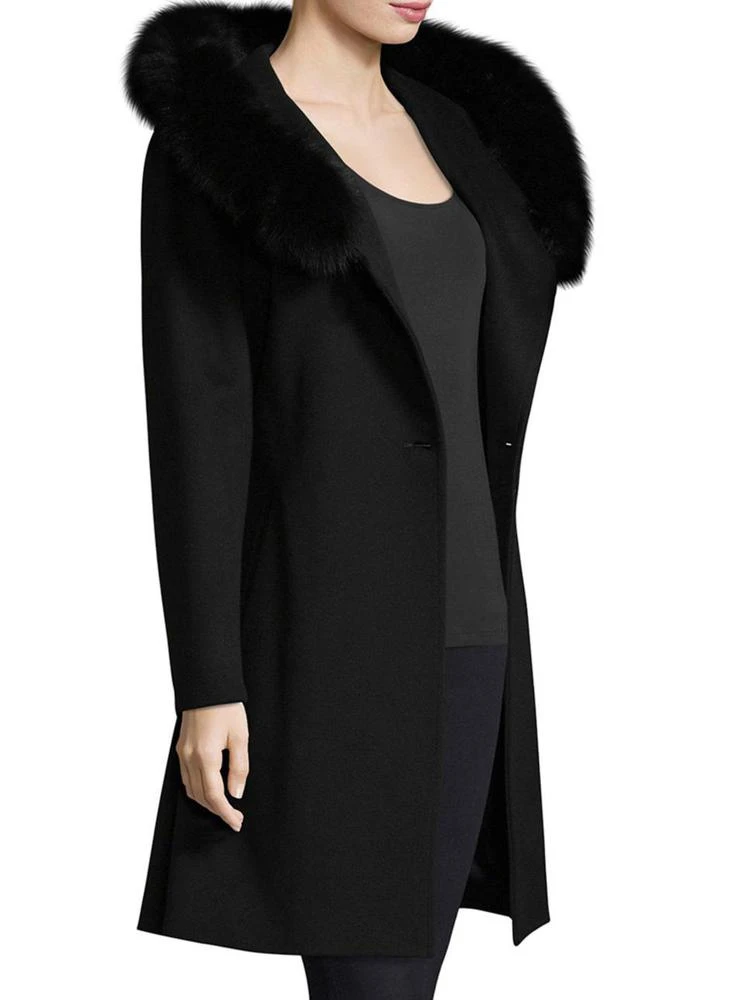 商品Sofia Cashmere|Fox Fur-Trimmed Wrap Coat,价格¥2915,第3张图片详细描述