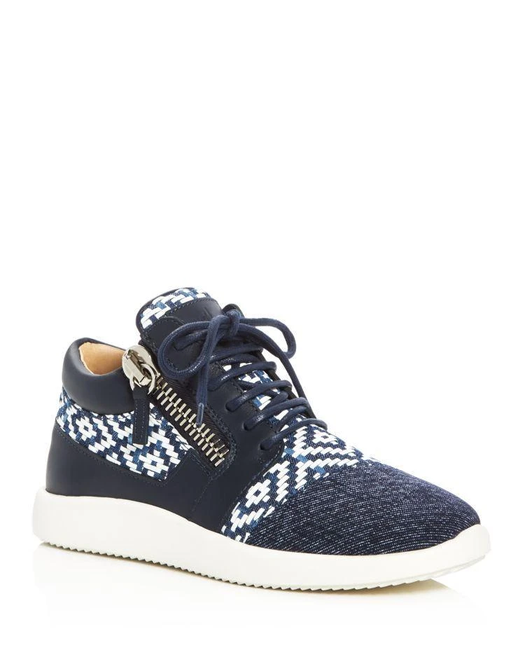 商品Giuseppe Zanotti|Women's Singleg Woven Denim Lace Up Sneakers,价格¥5199,第1张图片