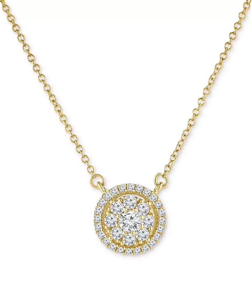 商品Macy's|Diamond Halo Cluster 18" Pendant Necklace (1/3 ct. t.w.) in 14k Gold,价格¥10429,第1张图片
