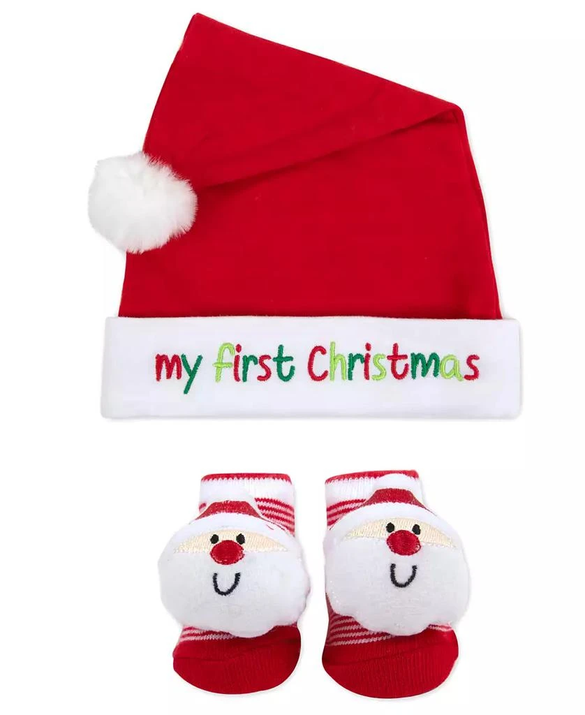 商品Baby Essentials|Baby Boy or Baby Girl My First Christmas Santa Hat & Rattle Sock Set,价格¥120,第1张图片