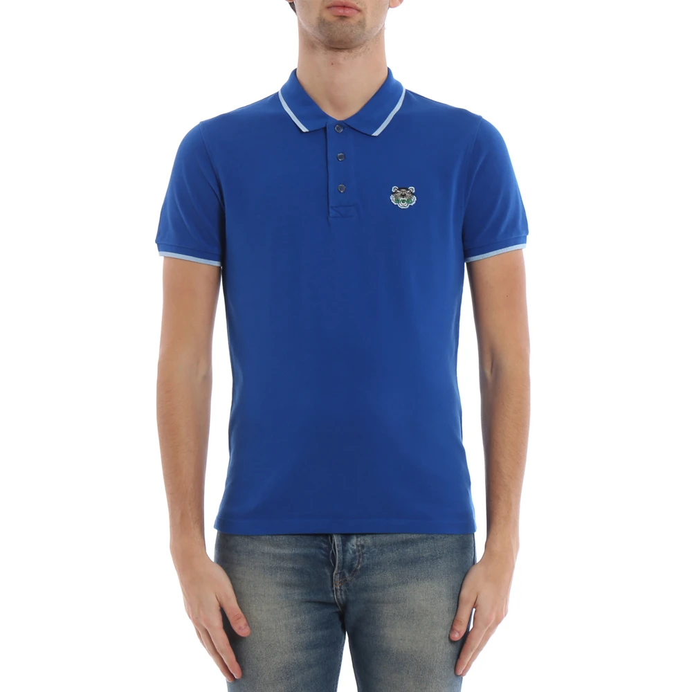 KENZO 男士蓝色刺绣老虎短袖Polo衫 F955PO0014BA-74 商品