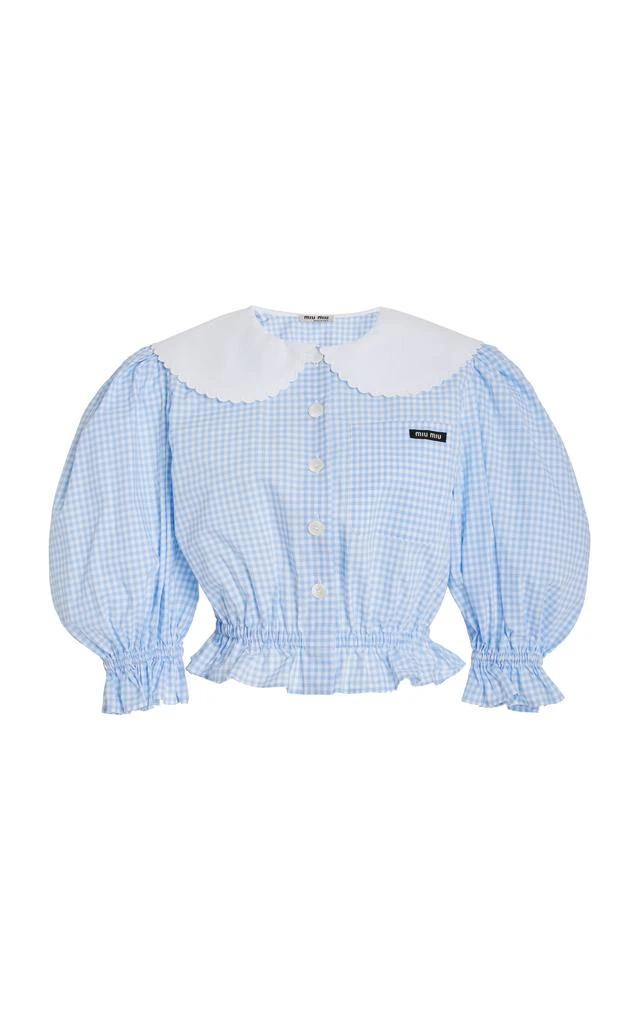 商品Miu Miu|Miu Miu - Collared Gingham Cotton Crop Top - Blue - IT 42 - Moda Operandi,价格¥7725,第1张图片