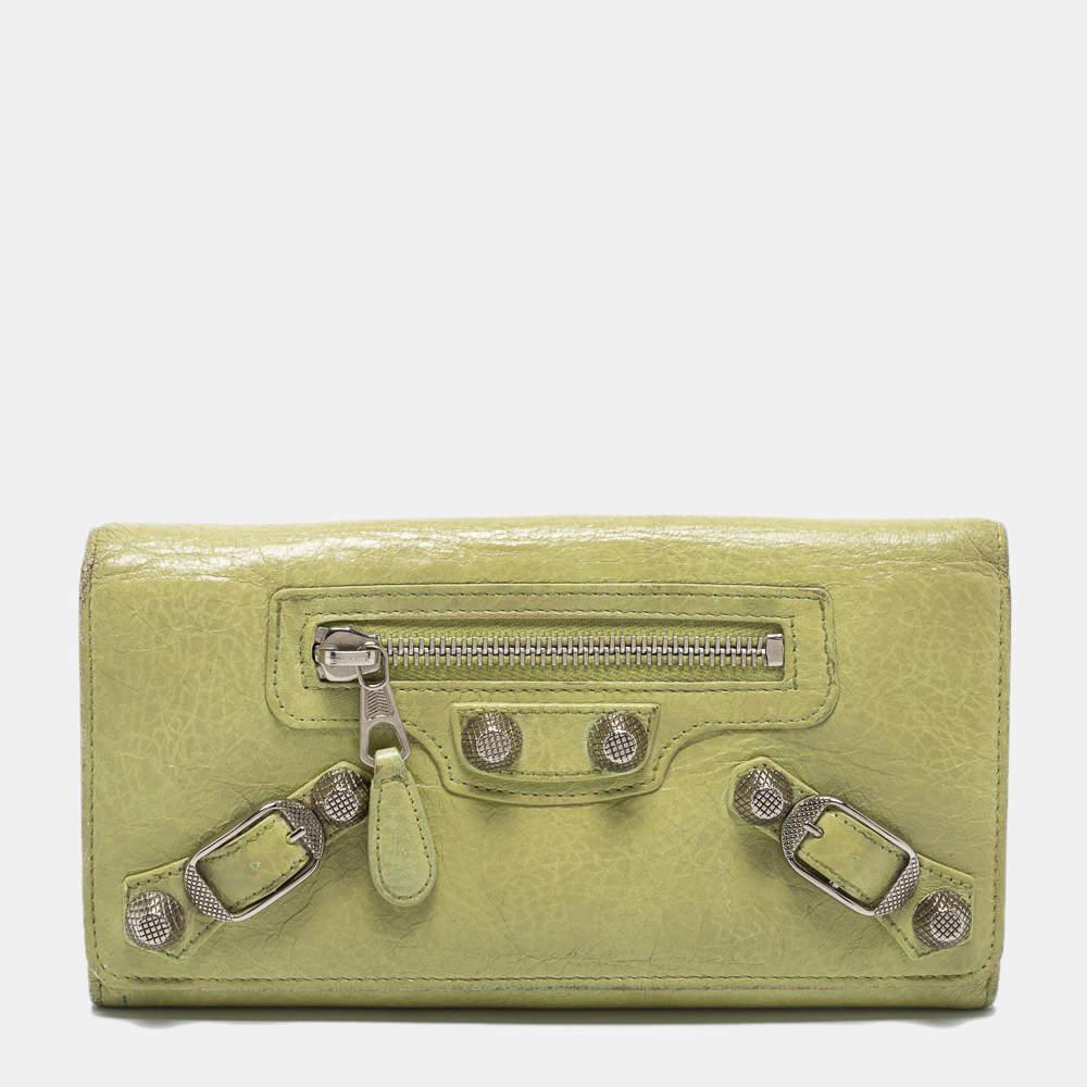 Balenciaga Apple Green Leather Giant 12 Silver Money Wallet商品第1张图片规格展示