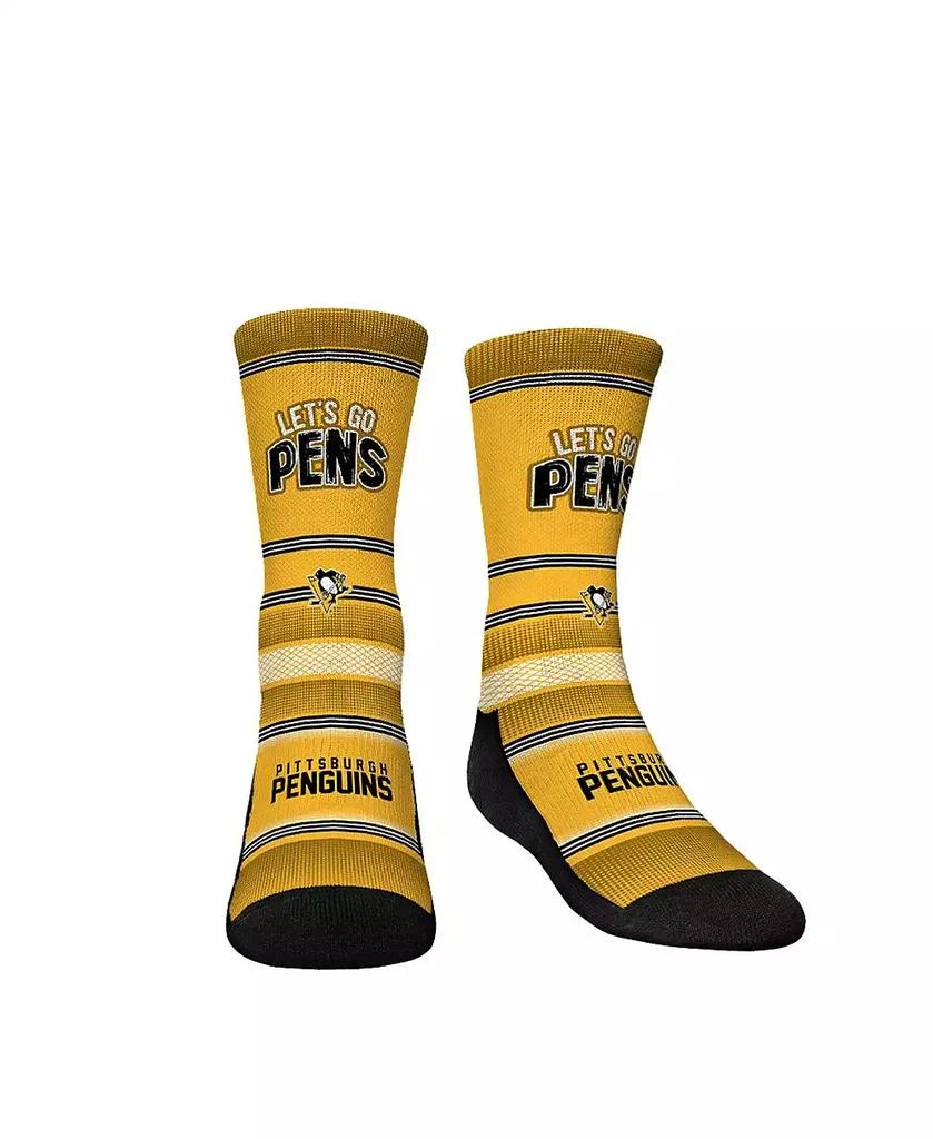 商品Rock 'Em|Youth Boys and Girls Socks Pittsburgh Penguins Team Slogan Crew Socks,价格¥135,第1张图片
