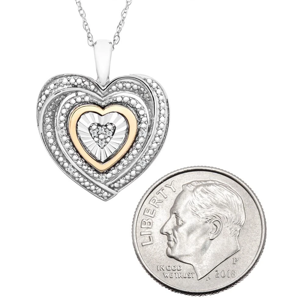 商品Macy's|Diamond Accent Two-Tone Heart Pendant Necklace in Sterling Silver and 10k Gold,价格¥371,第4张图片详细描述