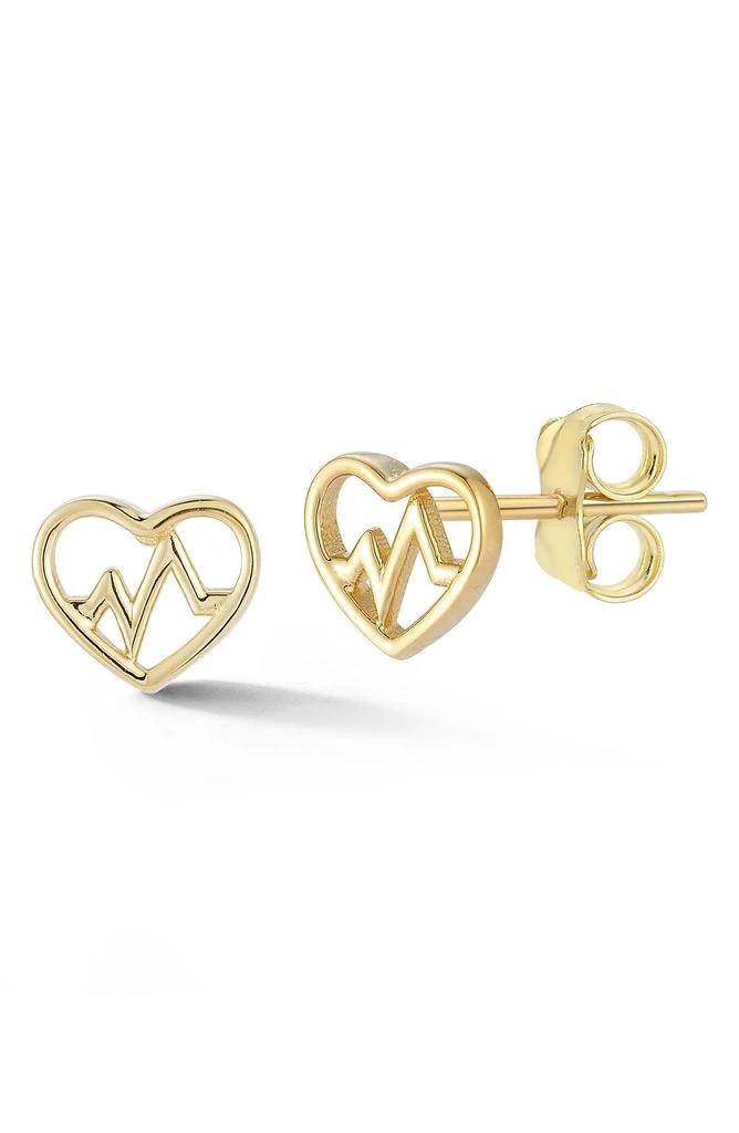 商品Ember Fine Jewelry|14K Gold Heartbeat Stud Earrings,价格¥2211,第1张图片