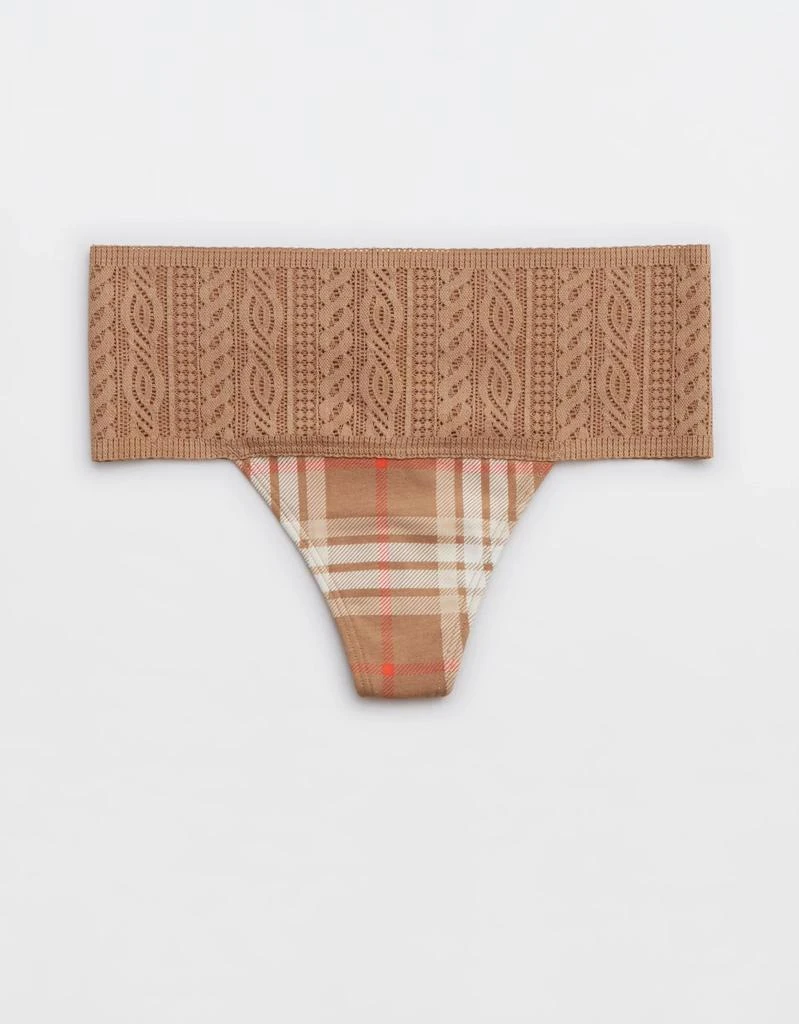 商品Aerie|Aerie Cotton Cable Lace Thong Underwear,价格¥45,第1张图片