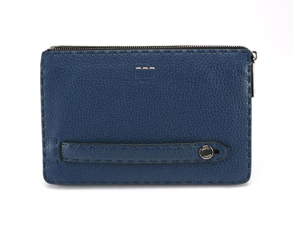 商品Fendi|Fendi Mens Blue Leather Clutch,价格¥5485,第1张图片