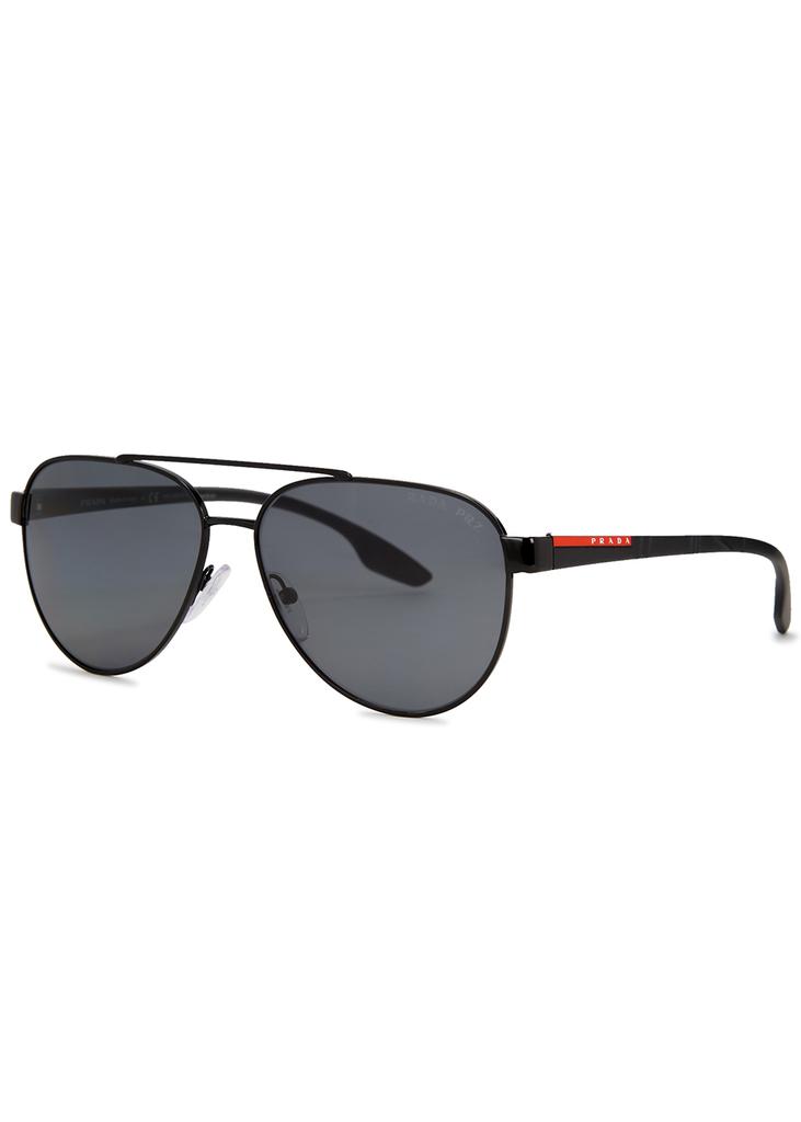 Black aviator-style sunglasses商品第1张图片规格展示