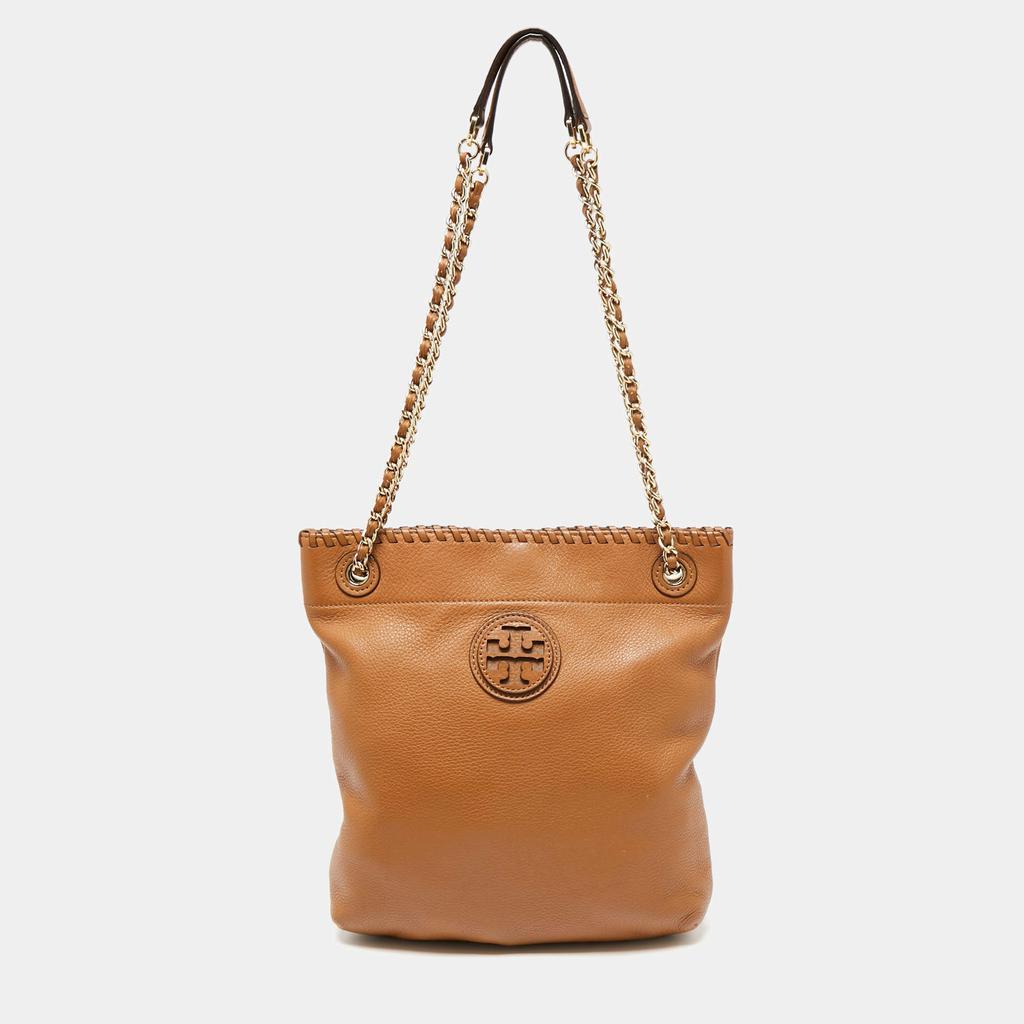 商品[二手商品] Tory Burch|Tory Burch Brown Leather Whipstitch Marion Chain Shoulder Bag,价格¥1029,第1张图片