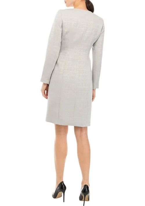 商品Le Suit|Suit Womens Textured Jacquard Long Jewel Neck Jacket And Sheath Dress Set,价格¥2220,第2张图片详细描述