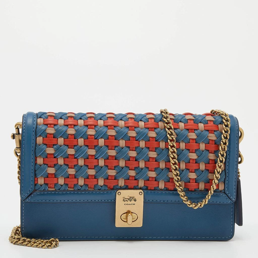 商品Coach|Coach Multicolor Woven Leather Hutton Clutch,价格¥1478,第1张图片