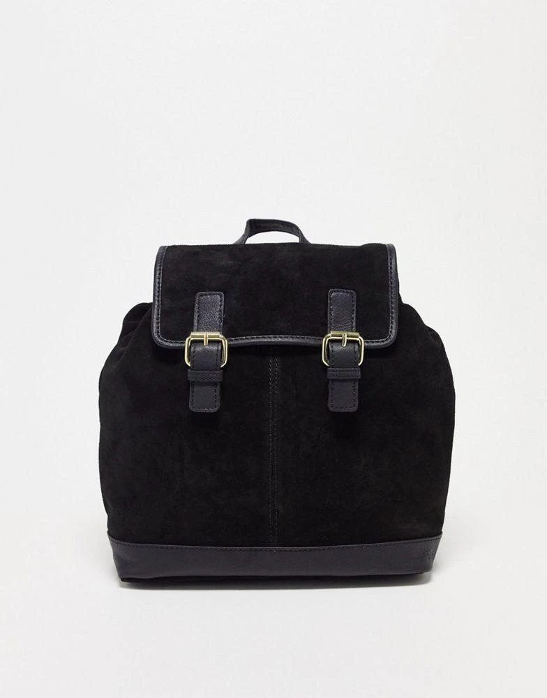 商品ASOS|ASOS DESIGN suede backpack with buckles in black,价格¥243,第1张图片