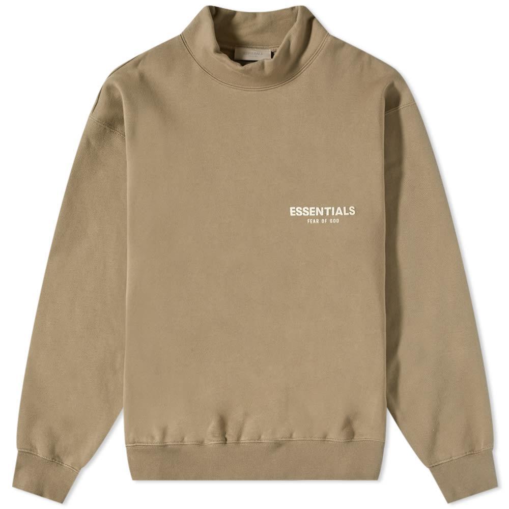 商品Essentials|Fear of God ESSENTIALS Logo Mock Neck Sweat - Oak,价格¥736,第1张图片