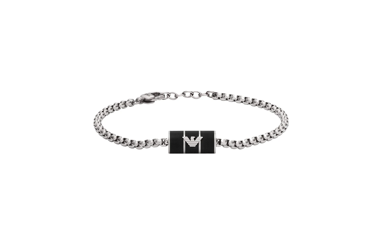 商品[国内直发] Emporio Armani|ARMANI 阿玛尼潮流时尚黑色串珠吊坠个性银色手链 男士,价格¥1289,第5张图片详细描述