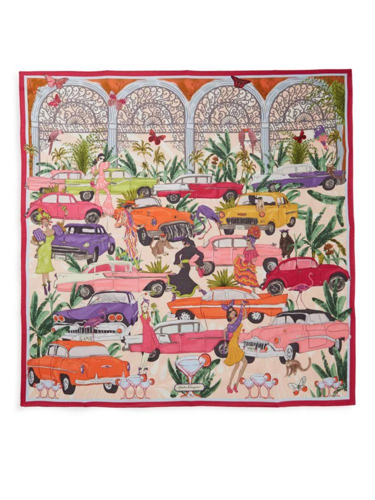 商品Salvatore Ferragamo|Comic Strip Cuba Silk Scarf,价格¥2850,第2张图片详细描述