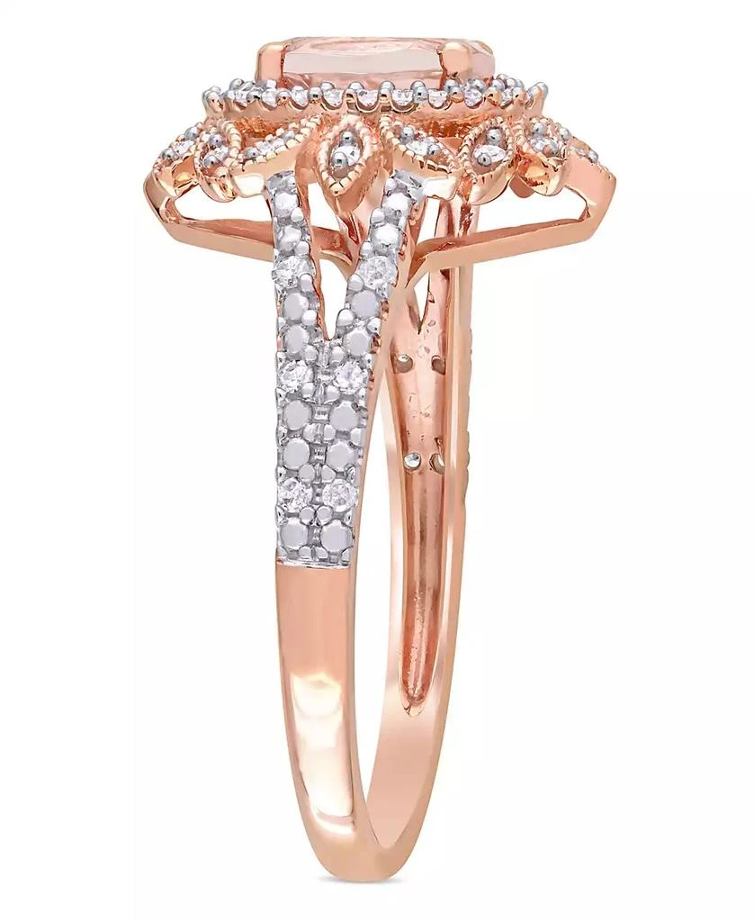 商品Macy's|Morganite (3/4 ct. t.w.) and Diamond (1/5 ct. t.w.) Floral Halo Ring in 10k Rose Gold,价格¥4186,第3张图片详细描述