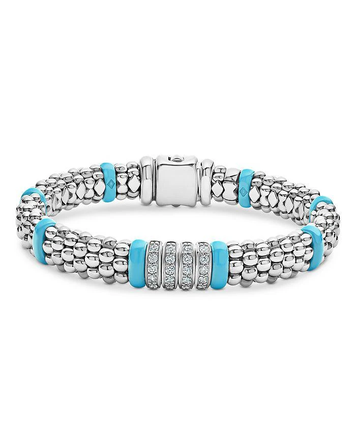 商品LAGOS|Blue Caviar & Diamond Sterling Silver Bracelet, 6.5,价格¥14131,第1张图片