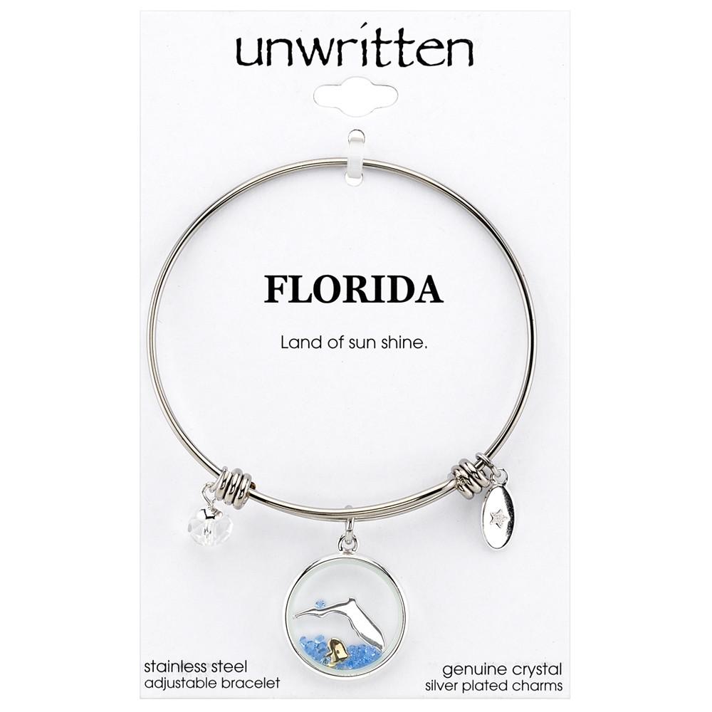 Florida State Adjustable Bangle Bracelet in Stainless Steel Silver Plated Charms商品第2张图片规格展示