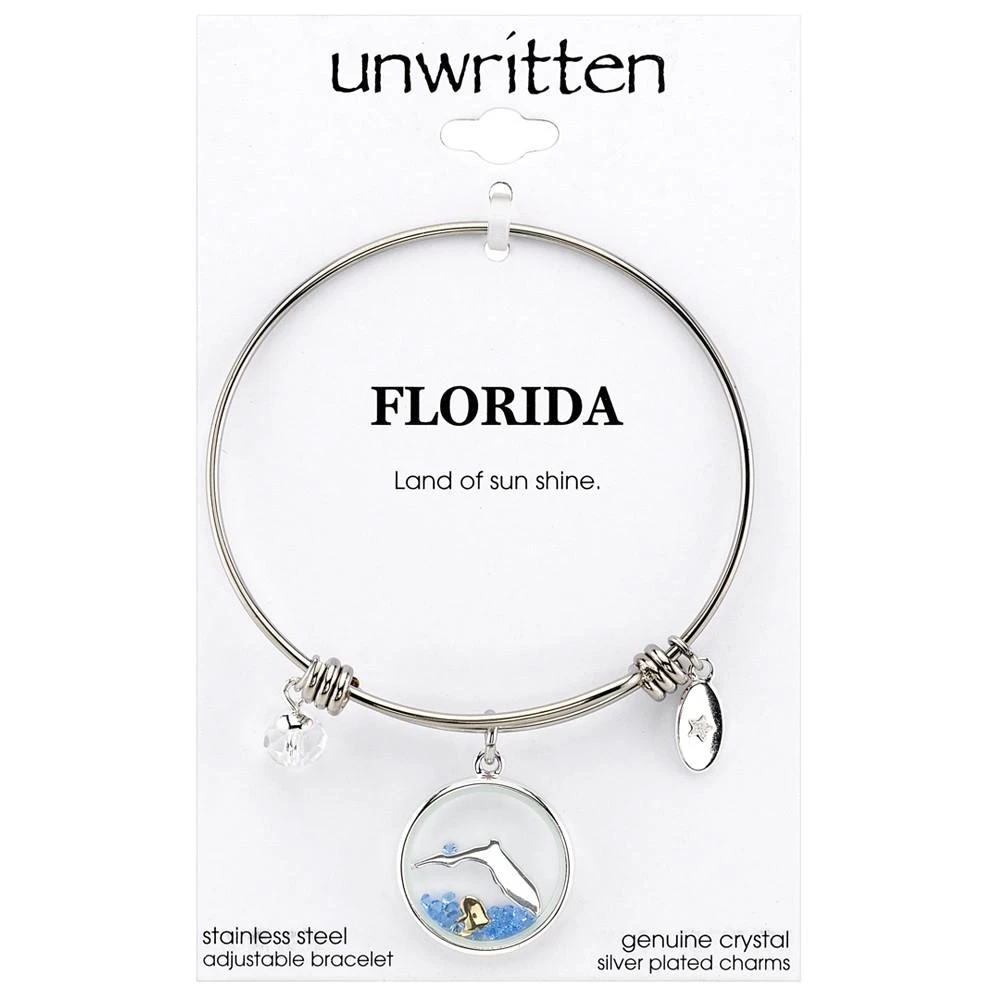商品Unwritten|Florida State Adjustable Bangle Bracelet in Stainless Steel Silver Plated Charms,价格¥248,第2张图片详细描述