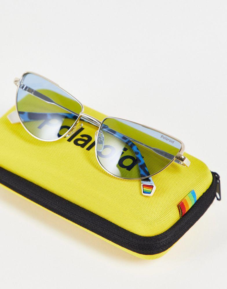 商品Polaroid|Polaroid slim frame cat eye sunglasses in blue and gold PLD 6129/S,价格¥133,第6张图片详细描述