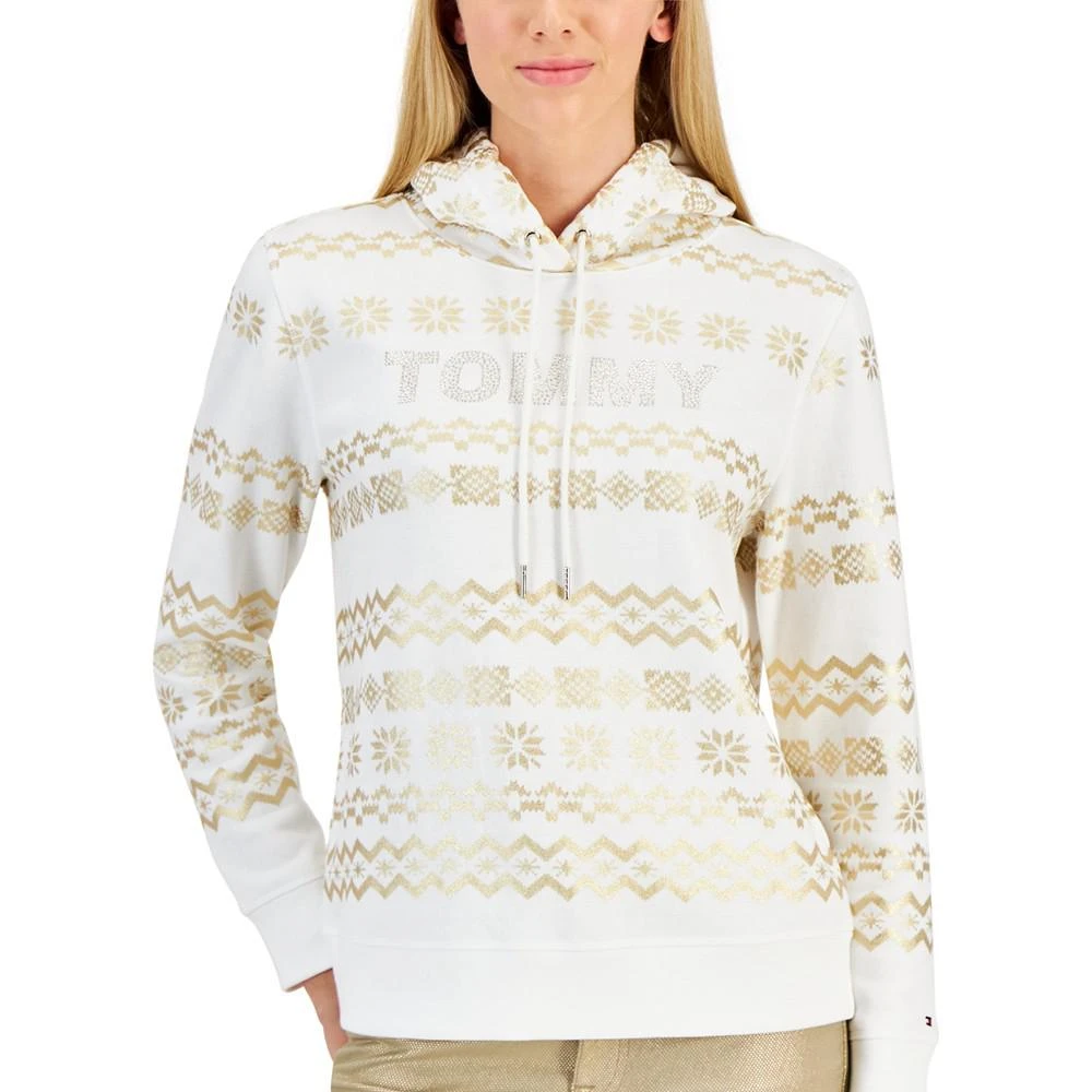 商品Tommy Hilfiger|Women's Foiled Printed Fair-Isle Hoodie,价格¥405,第3张图片详细描述