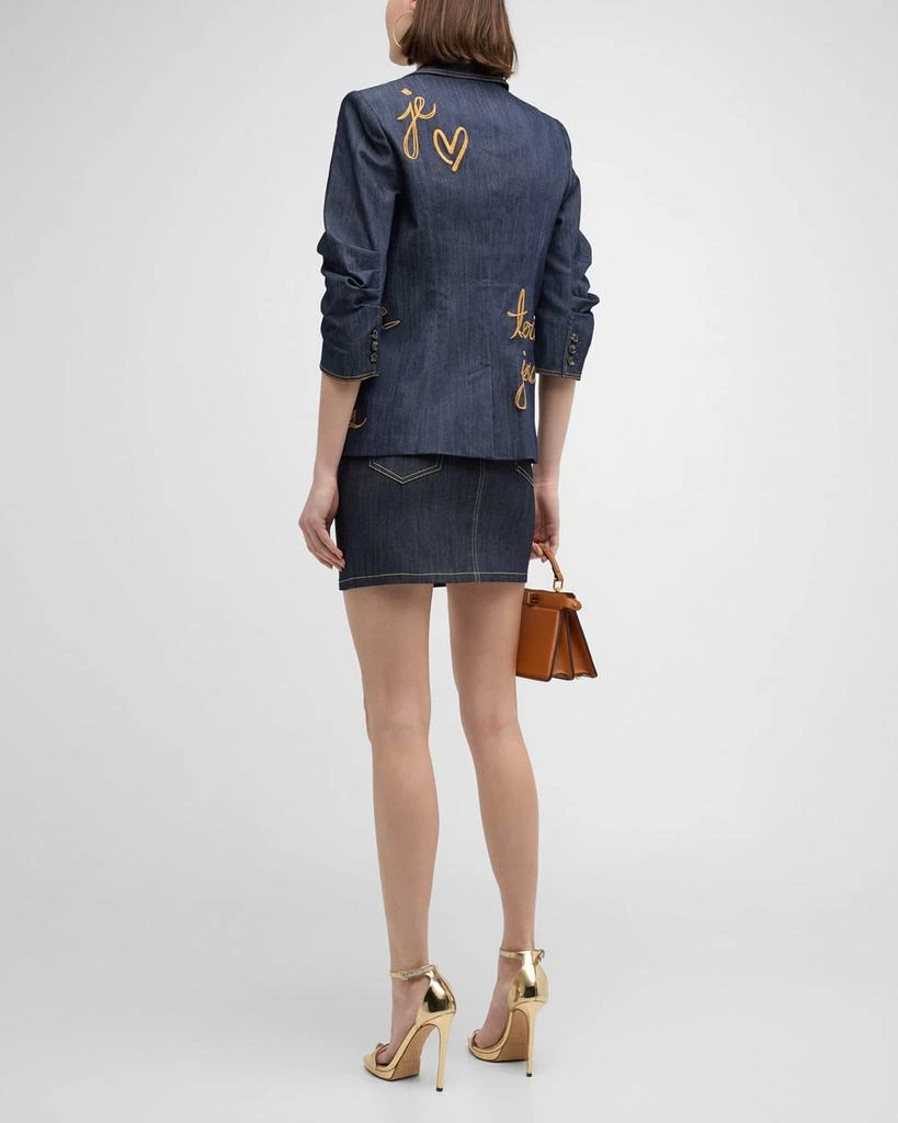 商品Cinq a Sept|Khloe L'amour Embroidered Denim Blazer,价格¥1335,第4张图片详细描述