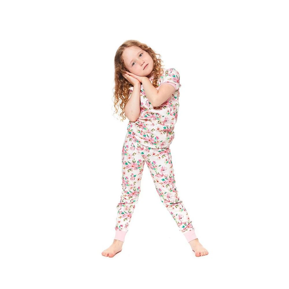 商品Deux par Deux|Girl Organic Cotton Two Piece Printed Pajama Set Beige Flamingos - Child,价格¥283,第3张图片详细描述