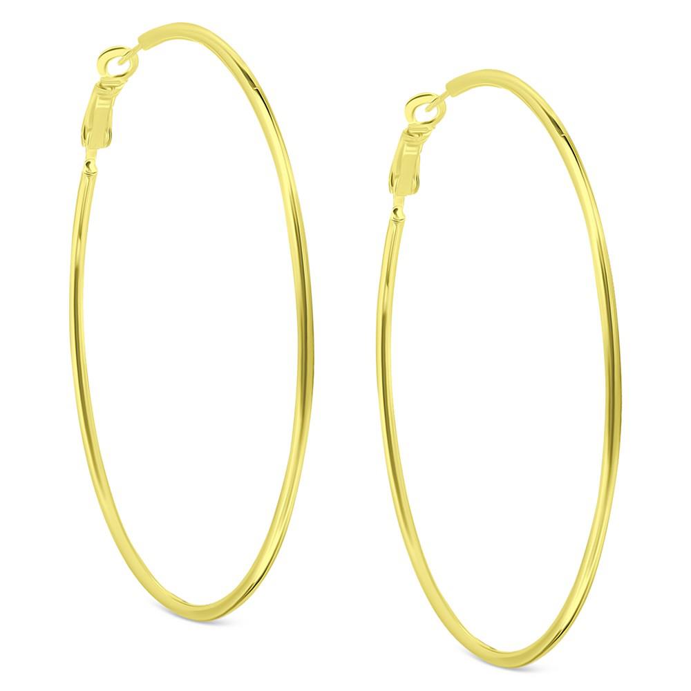 Polished Wire Large Hoop Earrings in 18k Gold-Plated Sterling Silver, 70mm, Created for Macy's商品第3张图片规格展示
