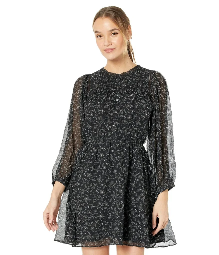 商品Madewell|Ruffle-Neck Button-Front Mini Dress in Dotted Vines,价格¥465,第1张图片