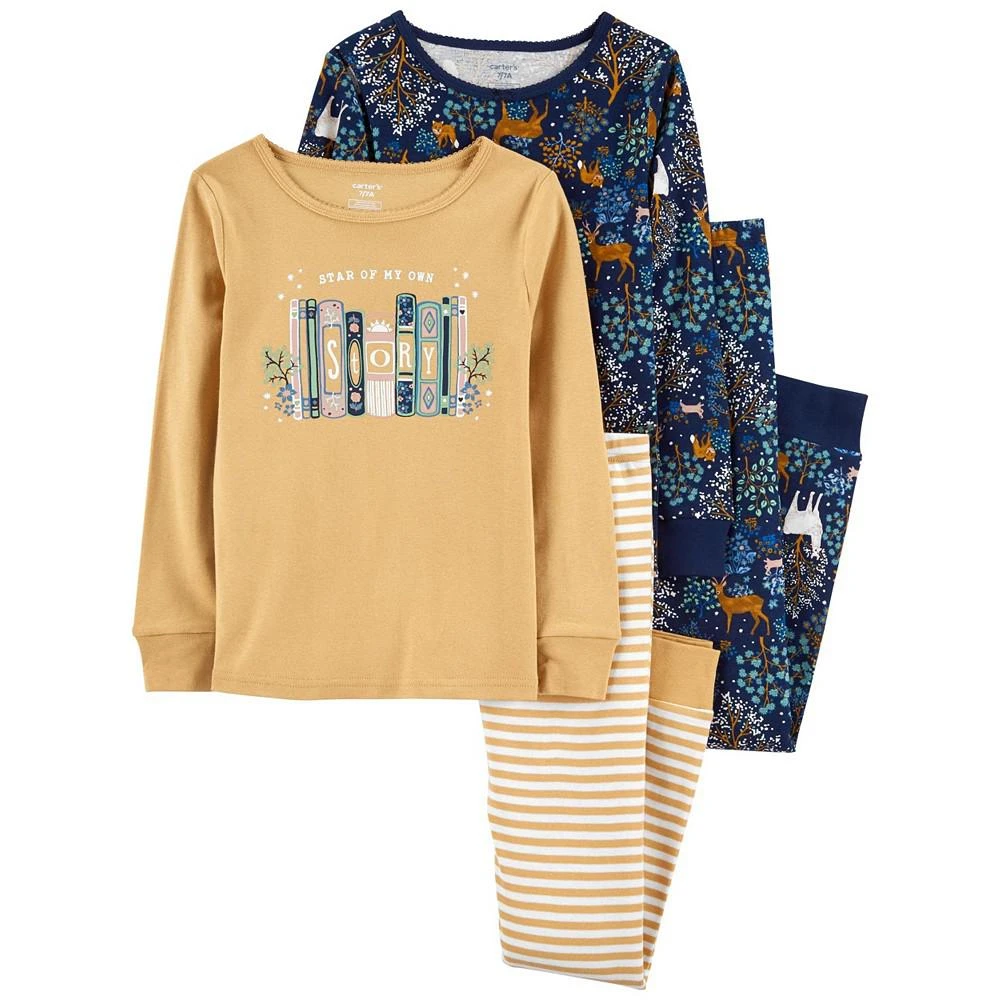 商品Carter's|Little Girls Pajama and Long Sleeves T-shirt, 4-Piece Set,价格¥131,第1张图片