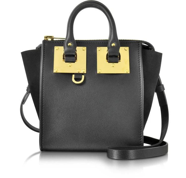 商品Sophie Hulme|黑色皮革和麂皮小号Holmes North South拉链手提包,价格¥4184,第1张图片