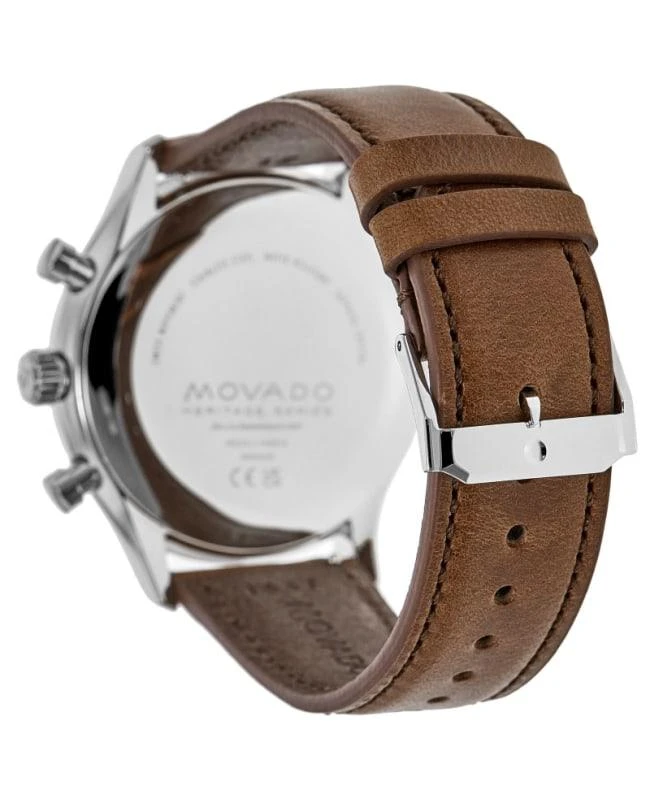 商品Movado|Movado Heritage Calendoplan Quartz Chronograph Blue Dial Leather Strap Men's Watch 3650113,价格¥2512,第4张图片详细描述