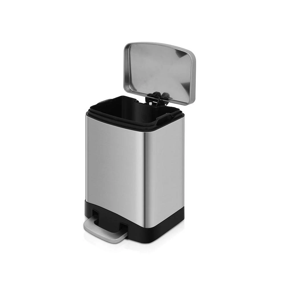 商品Mega Casa|1.6 Gal./6 Liter Stainless Steel Rectangular Step-on Trash Can for Bathroom and Office,价格¥150,第3张图片详细描述