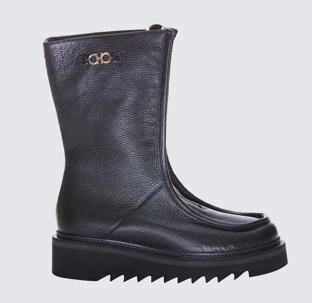商品Salvatore Ferragamo|SALVATORE FERRAGAMO BLACK LEATHER BOOTS,价格¥4871,第1张图片
