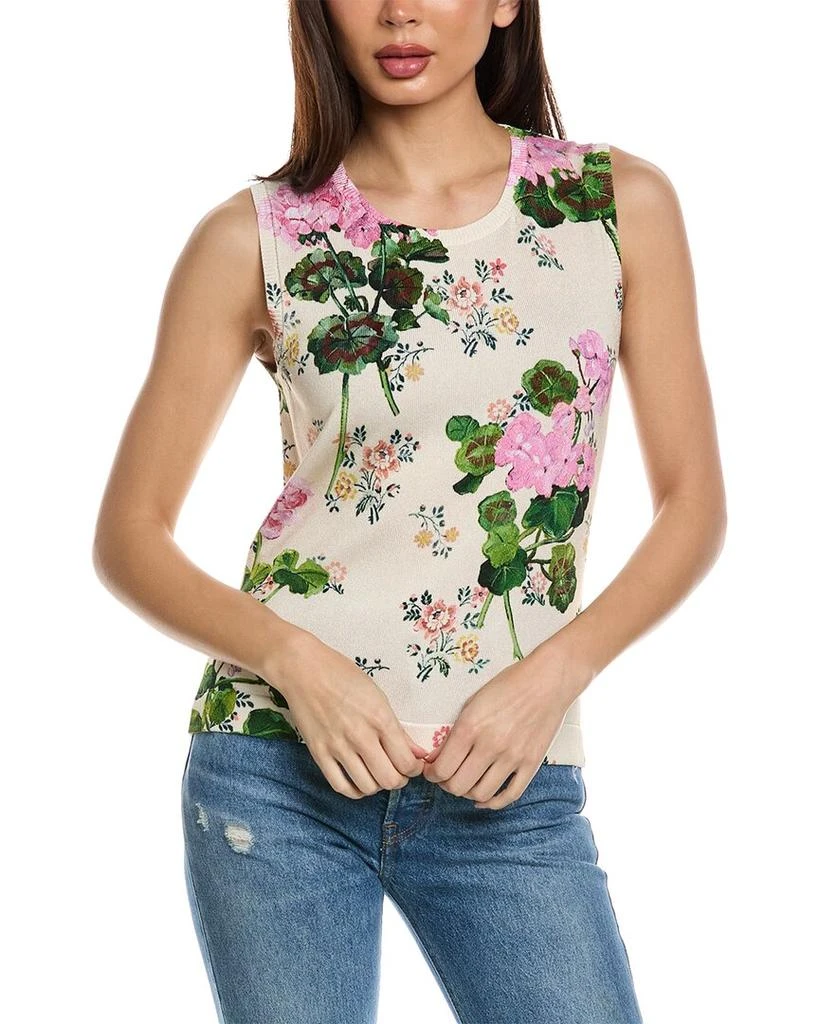 商品Oscar de la Renta|Oscar de la Renta Geranium Wall Paper Printed Tank,价格¥3675,第1张图片