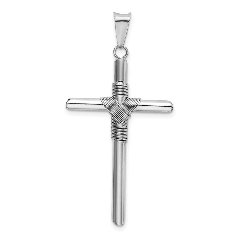 商品Diamond2Deal|14K White Gold Center Wrap Tube Cross Pendant,价格¥2838,第3张图片详细描述