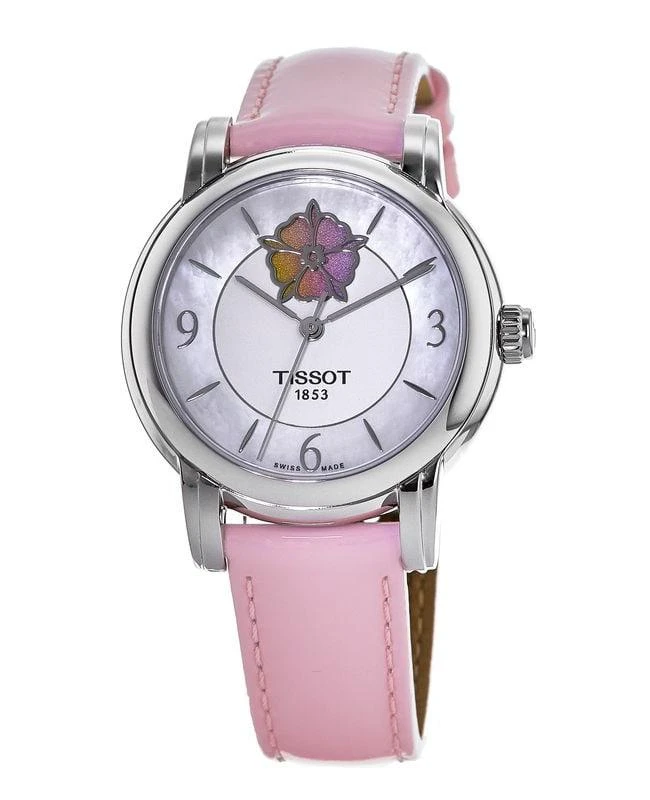 商品Tissot|Tissot T-Lady Lady Heart Mother of Pearl Dial Pink Leather Strap Women's Watch T050.207.16.117.00,价格¥2644,第1张图片